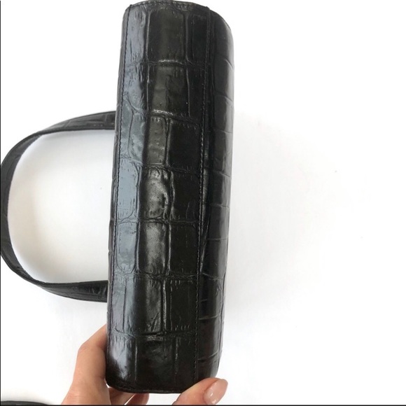 Genuine leather black croc look bag - Picture 6 of 7